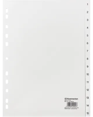 Produktbild von Register 2117 DIN A4 1-15 volle Höhe PP weiß Packung mit 25 Stück