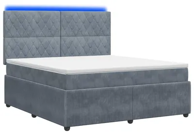 Produktbild von vidaXL LED Boxspringbett mit Matratze Dunkelgrau 140 x 190 cm Samt