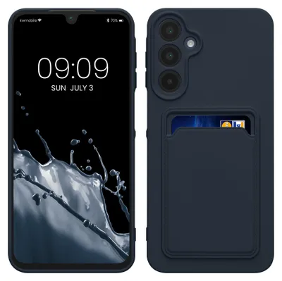 Produktbild von kwmobile Handyhülle für Samsung Galaxy A16 5G Hülle mit Kartenfach - TPU Case - Kabelloses Laden - Schutzhülle Cover in Dunkelblau