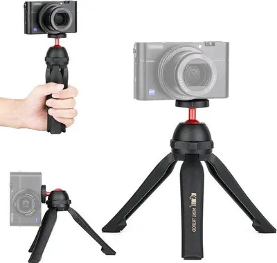 Obrázok produktu pre 360° otočný a naklápací statív s ramenom pre vlogovacie kamery – mini kancelársky statív s LED svetlami