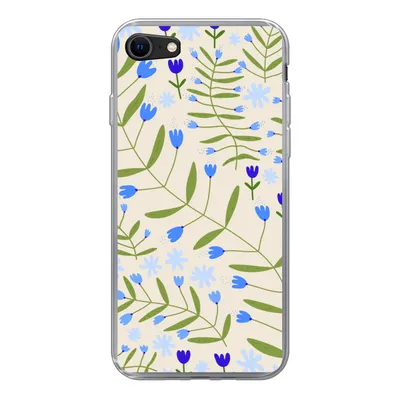 Produktbild von MuchoWow® Handyhülle Schutzhülle Hülle für iPhone SE 2020 Blume - Blätter - Blau Silikon Softcase Handy Hülle - Kartenbesitzer