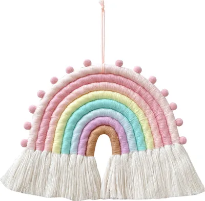Produktbild von Regenbogen-Anhänger, auffälliger Boho-Stil, Regenbogen-Hängeornament, Baumwollseil-Wandanhänger für die Heimdekoration