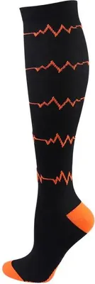 Produktbild von BeinFit™ Kompressionsstrümpfe Stützstrümpfe Damen Kompression Thrombose Socken: Black Orange Pulse / 36-40 (S-M)
