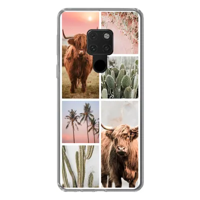 Produktbild von MuchoWow® Handyhülle Schutzhülle Hülle für Huawei P40 Lite Schottischer Highlander - Sukkulente - Pastell Silikon Softcase Handy Hülle - Handy