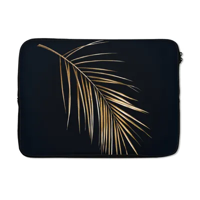 Produktbild von MuchoWow® Laptop Hülle 13 Zoll Pflanzen - Gold - Schwarz - Blätter - Luxus Laptoptasche - Laptophülle - Sleeve - Rundumschutz