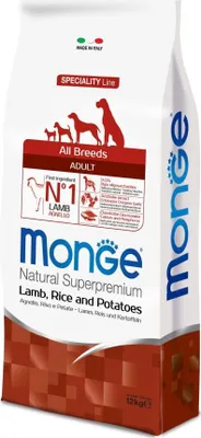 Productafbeelding van Monge 8009470011327, Volwassen dier, Elk ras, Lam, Aardappel, Rijst, 12 kg