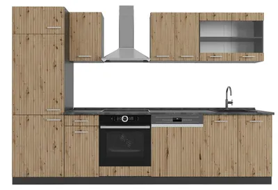 Image de Cuisine Vicco R-Line Chêne Artisan/Anthracite 300cm sans PT, Model 48942