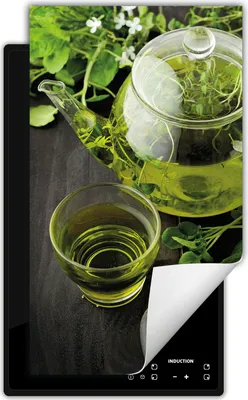 Produktbild von DarHaus Herdabdeckplatte 1 teilig 30x52 cm Anti Rutsch Matte Aufrollbar, Grüner - Tee