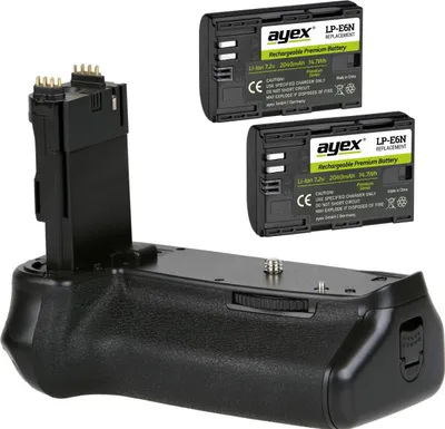 Produktbild von Batteriegriff Set für Canon EOS 6D Mark II + 2x LP-E6N Akku wie BG-E21