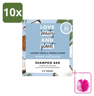 Productafbeelding van 10 x Love Beauty and Planet Shampoo Bar - Kokoswater & Mimosabloem - 90 g - Voordeelverpakking - 10 stuks