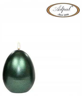 Produktbild von Adpal Osterkerze Ei Flaschengrün Metallic 9cm