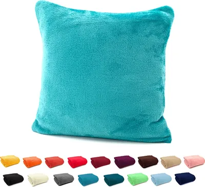 Produktbild von heimtexland ® Flanell Kuschel Kissen Super Soft Plüsch Deko Kissenhülle Typ380 Petrol Türkis 48 x 48 cm