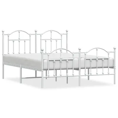 Obrázok produktu pre Kovový rám postele s čelom a podnožkou biely 150x200 cm