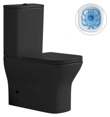 Produktbild von CERANO Hugo Kombi-WC Rimless mit Slim WC-Sitz Abgang waagerecht/senkrecht schwarz matt