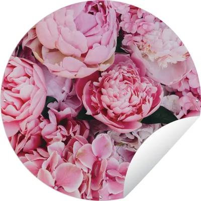 Produktbild von MuchoWow® Gartenposter Outdoor-Poster Rund Blumen - Rosa - Rosen Ø 60 cm Gartendeko Rundes Poster draußen