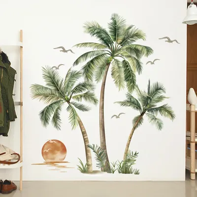 Produktbild von Omgoods – Wandsticker im Boho-Stil, Motiv: Palme – Wanddekoration für Schlafzimmer – Wanddekoration für Wohnzimmer – Tropische Pflanzen – Wandtattoo – Selbstklebend