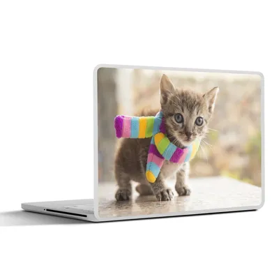 Produktbild von MuchoWow® Laptop Aufkleber Sticker Cover Kätzchen - Halstuch - Farben - Mädchen - Kinder - Kinder - Kind 30x21 cm - Sticker für Laptop - Selbstklebend
