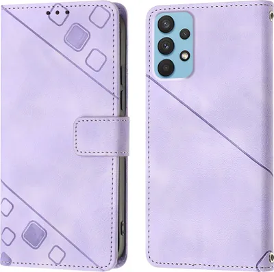 Produktbild von Hülle für Samsung Galaxy A32 4G Prägung Flip Leder Brieftasche Schutzhülle mit Ständer Lila