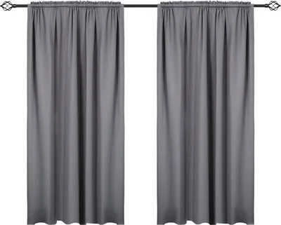 Immagine prodotto di Set di tende Happyment Diva - 2 pezzi - Grigio 168×229 cm - Oscurante - Con nastro plissettato - Velluto - Isolante