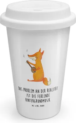 Produktbild von Mr. & Mrs. Panda ToGo Kaffeebecher Fuchs Gitarre - Weiß - Geschenk, Thermobecher To Go, Singen, Sänger, Coffee Becher, Optimistisch, Thermokaffeebecher, Füchse, Musik
