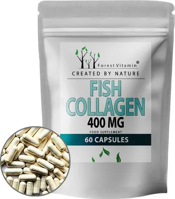 Produktbild von Kollagen 400mg - 60 Kapseln - Hydrolysierte Marine Collagen - Forest Vitamin