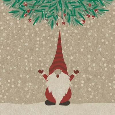 Produktbild von RP 25 kleine Cocktailservietten nachhaltig Happy Santas - Fröhliche Weihnachtswichtel 25x25cm