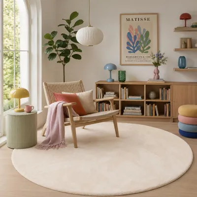 Produktbild von Luxus Super Soft Fellteppich Pearl Creme Rund, Größe:120 cm Rund