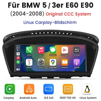 Produktbild von Kabelloses CarPlay & Android Auto Linux Autoradio für BMW 3er/5er E60 E90 (2005-2012) CCC