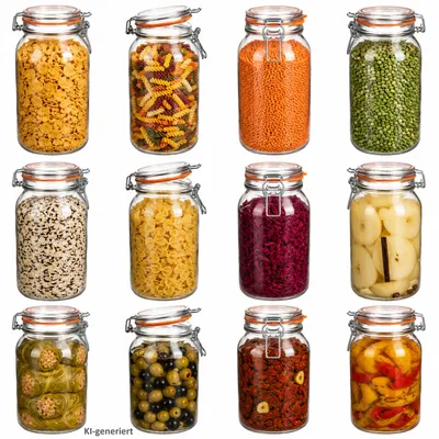 Immagine prodotto di Set da 12 barattoli per conserve Odin da 1,5 L con chiusura a clip, barattoli ermetici per la conservazione