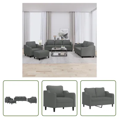 Produktbild von The Living Store 4-tlg. Sofagarnitur mit Kissen Dunkelgrau Stoff