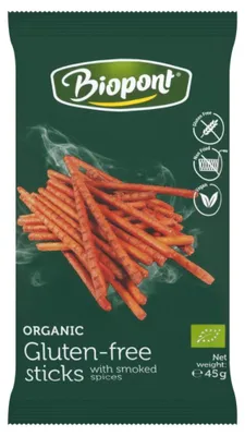Produktbild von GLUTENFREIE -PAPRIKA-STÄBCHEN MIT RAUCHGESCHMACK 45 g – BIOPONT