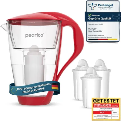 Image de Filtre à eau en verre rouge, y compris 3 cartouches filtrantes universelles