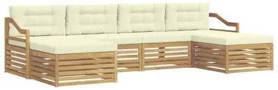 Image de Ensemble de canapés d'extérieur vidaXL, 6 pièces, blanc et crème, 325 x 162,5 x 73 cm