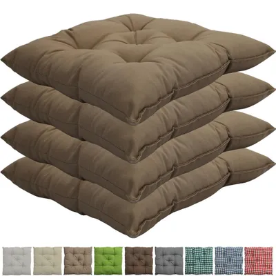 Produktbild von Stuhlkissen Genua 38x38 cm 4er Pack Sitzkissen mit Steppung, Farbe:Beige