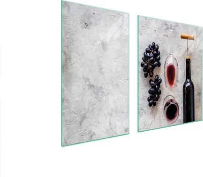 Produktbild von Herdabdeckplatten 2 teilig 100x52 Glaskeramikkochfeld Abdeckung Glas Schneidebrett Wein Glas