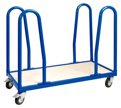 Produktbild von Rungenwagen mit 4 Bügeln, LxBxH 1000x500x865 mm, 4 Lenkrollen, 2 mit Feststellbremse, Tragkraft 250 kg