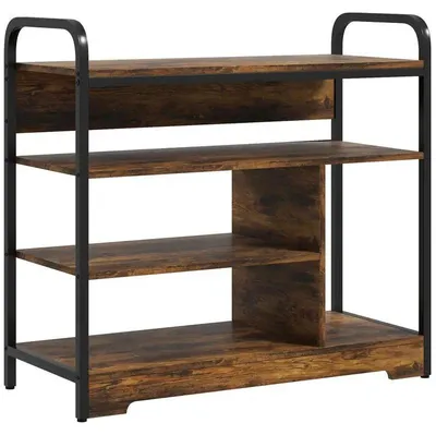 Obrázok produktu pre Polica na topánky – 4 úrovne. Otvorený dizajn – drevený rám. Nastaviteľné nožičky – 70 x 30 x 65 cm