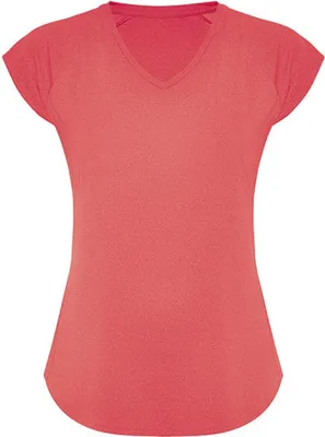 Produktbild von Roly CA6658 | Damen Avus T-Shirt, Polyester mit Baumwollfeeling - Farbe: Fluor Coral 234 - Größe: XL