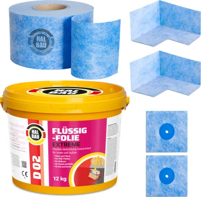 Produktbild von Dichtset Balkon Bad Abdichtung Flüssigfolie 12kg Dichtband Set Aussen Innen H316