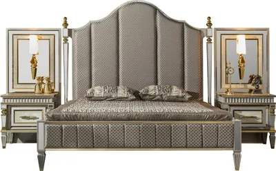 Produktbild von Bett Grau Metall Möbel Elegantes Design Schlafzimmer Luxus Betten