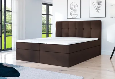 Produktbild von Boxspringbett ARNOR 200 x 200 mit 2 Bettkästen, Bonell-Matratze und Topper. Farbe: Braun