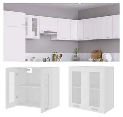 Produktbild von Möbel-Hängeschrank, Glasschrank, Lyon, weiß, 60 x 31 x 60 cm, Holzwerkstoff