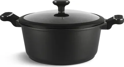Produktbild von Schwarzes Topfset, Matt, 10tlg, Kasserolle, Kochtopf, Pfanne, Keramik, (1.5L / 1.9L / 2.46L / 4.3L / 6.5L) sehr hochwertig
