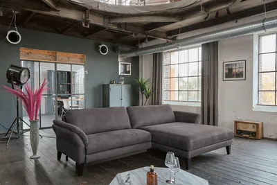 Produktbild von KAWOLA Sofa MALTA Ecksofa Stoff anthrazit Recamiere rechts