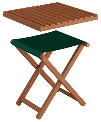 Produktbild von Klappstuhl Holzhocker mit Tablett dunkel m. grün 10-230