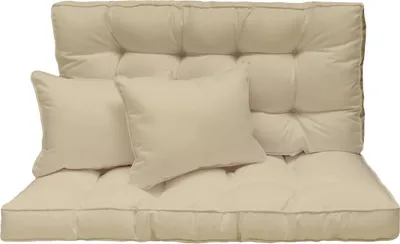 Obrázek produktu pro Sedák na houpačku 120 x 50 cm, dvoumístný, silně čalouněný, béžový, zahradní lavička, balkon, sada polštářů  [133]