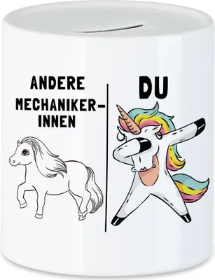 Produktbild von Andere Mechanikerinnen Du Spardose  Pferd Einhorn Humor Lustig Unicorn Geschenk Apotheke