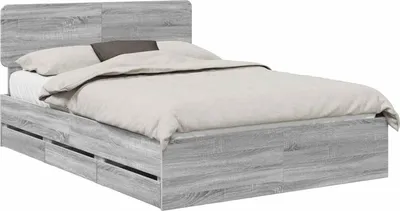 Imagen del producto de Estructura de cama vidaXL, color gris Sonoma, 150 x 200 cm, material de madera