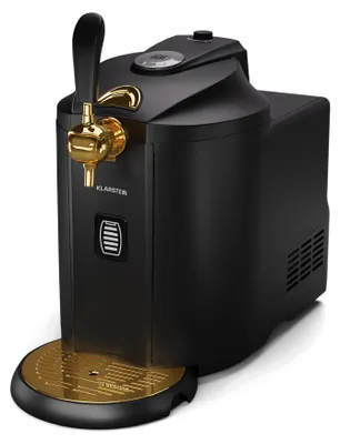Obrázek produktu pro Pivní výčep Klarstein s chlazením – výčepní zařízení na pivo z 5l sudu, UltraFast Cooling, nastavitelná teplota, systém kartuší CO2, LCD displej, černo-zlatá barva