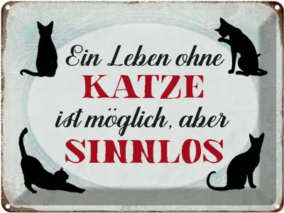 Produktbild von vianmo Blechschild 30x40 cm Leben ohne Katze sinnlos